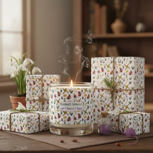 Imbolc Wrapping Paper Pagan Seasonal Pattern  Geschenkpapier