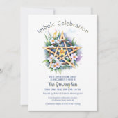 Imboli Floral Snowy Pentagramm Wiccan Holiday Einladung (Vorderseite)