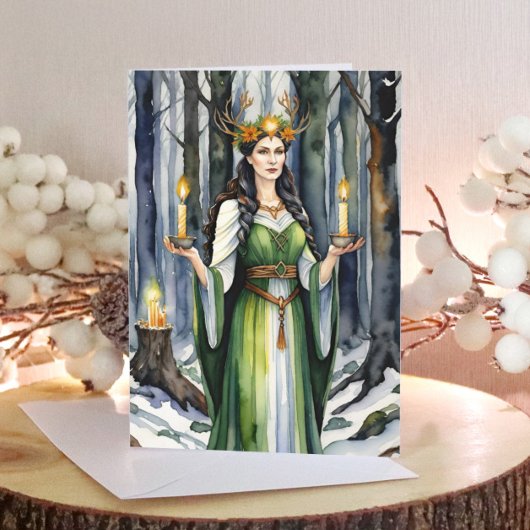 Imboli Goddess Candlemas Forest Celtic Wiccan Feiertagskarte