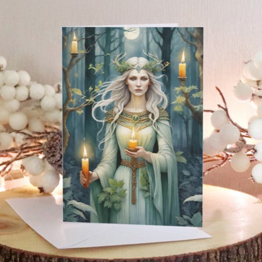 Imboli Goddess Candlemas Forest Celtic Wiccan Feiertagskarte