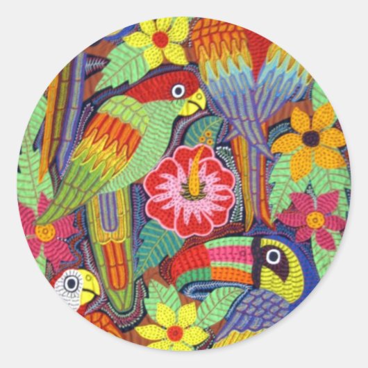 IMG_5319 Vogelarten von Panama Mola Runder Aufkleber (Vorderseite)
