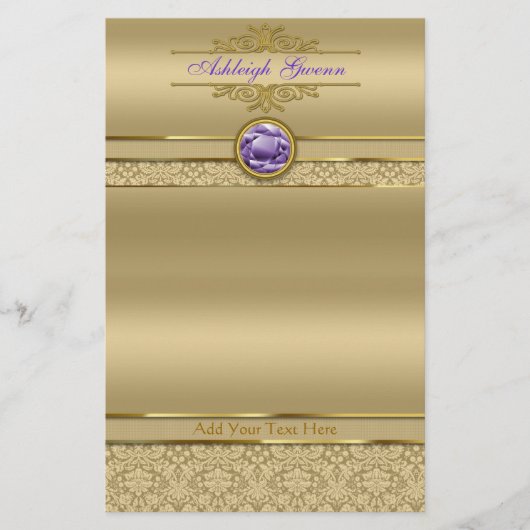 Imitat-Amethyst Edelstein-glänzender metallischer Briefpapier (Vorderseite)