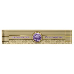 Imitat-Amethyst Edelstein-metallischer glänzender Namensplakette