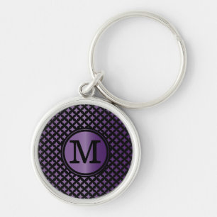 Imitat Amethyst und schwarzes Chicmonogramm Schlüsselanhänger