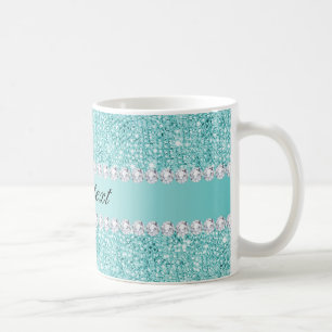 Imitat Aquamarine Sequenzen und Diamanten Kaffeetasse
