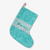 Imitat-aquamarine Sequins und Diamanten Kleiner Weihnachtsstrumpf (Vorderansicht (hängend))