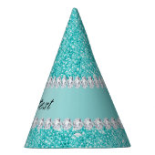 Imitat-aquamarine Sequins und Diamanten Partyhütchen (Rechts)