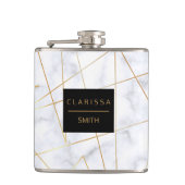 Imitat aus elegantem, weißem Marmor, geometrisch Flachmann (Vorderseite)