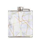 Imitat aus elegantem, weißem Marmor, geometrisch Flachmann (Rückseite)