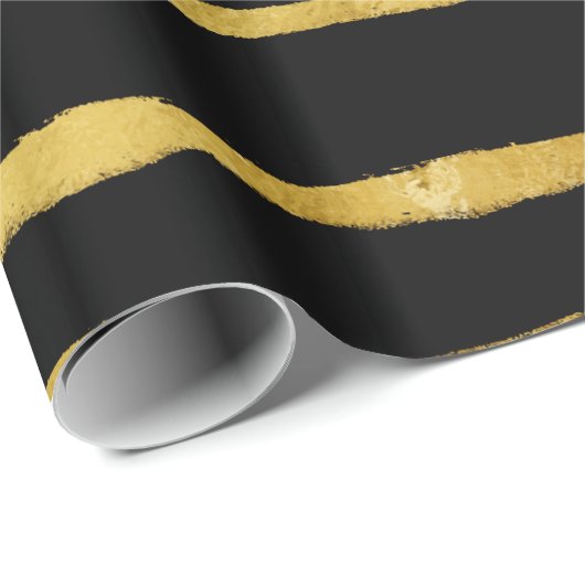 Imitat aus Gold und Schwarz-Torn-Streifen Foil Met Geschenkpapier (Rolleneckpunkt)