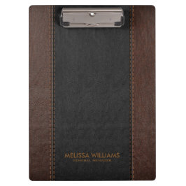 Imitat aus schwarz-braun gestepptem Leder Klemmbrett