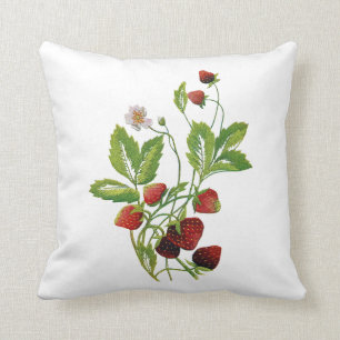 Imitat bestickt mit Erdbeeren Kissen