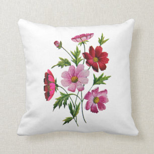 Imitat bestickt mit rosa und roten Blume Kissen