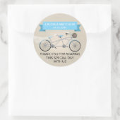 Imitat-blaue Tandemfahrrad-Leinenhochzeit Runder Aufkleber (Tasche)