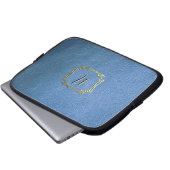 Imitat Blauer Ledereffekt, kundenspezifisch bedruc Laptopschutzhülle (Vorne Knopf)