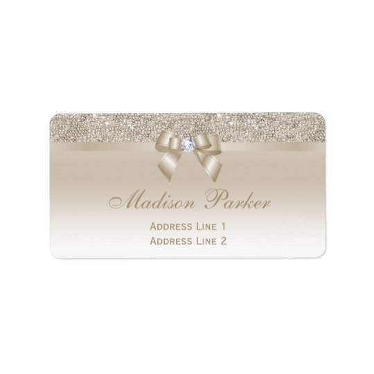 Imitat-Champagnesequins-Bogen-Band-Diamant Adressaufkleber
