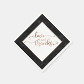Imitat Copper Script Liebe und Dank mit schwarzem Serviette (Ecke)