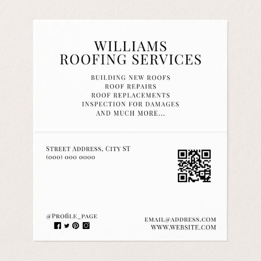 Imitat Dachziegel Visitenkarten (Innenseite Aufgefaltet)