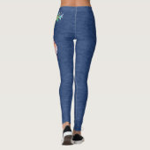 Imitat-Denim mit Blumenplatten-Entwurf Leggings (Rückseite)
