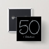 Imitat-diamante de imitación-50. Geburtstag Button (Vorne & Hinten)