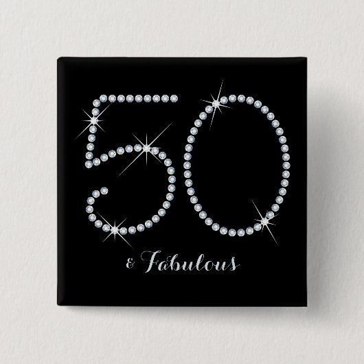 Imitat-diamante de imitación-50. Geburtstag Button (Vorderseite)