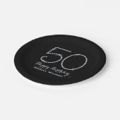 Imitat-diamante de imitación-50. Geburtstag Pappteller (Schrägansicht)