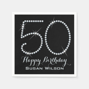 Imitat-diamante de imitación-50. Geburtstag Serviette