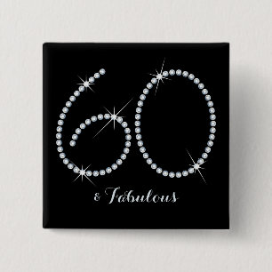 Imitat-diamante de imitación-60. Geburtstag Button