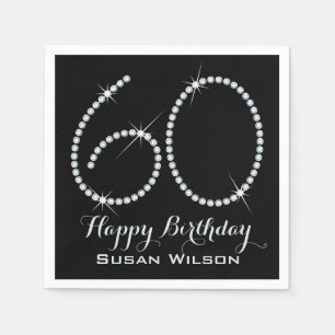 Imitat-diamante de imitación-60. Geburtstag Serviette