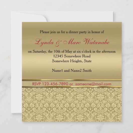 Imitat-dunkler karminroter roter einladung (Rückseite)