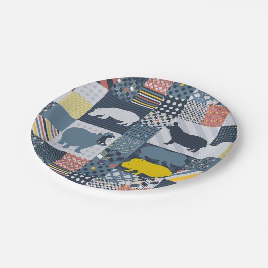 Imitat-Gestepptes Flusspferd Pappteller (Schrägansicht)