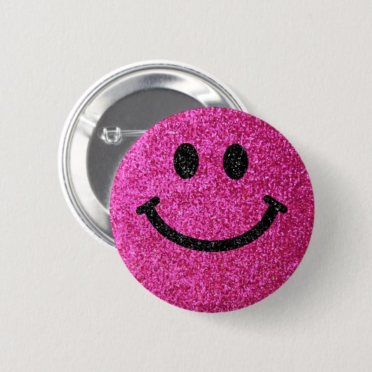 Imitat-Glittergesicht des heißen Rosas Button (Vorne & Hinten)