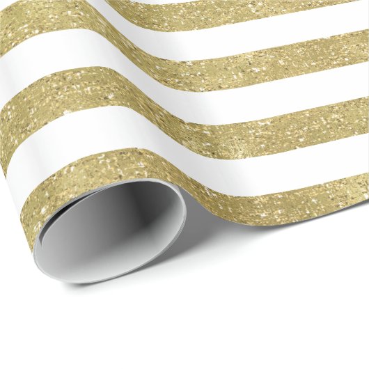 Imitat-Glittery Goldstreifen Geschenkpapier (Rolleneckpunkt)