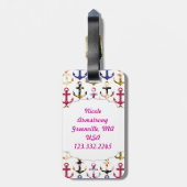 Imitat-Glitzer-Girly Blumenseeanker Gepäckanhänger (Rückseite vertikal)