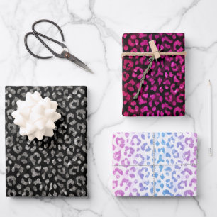Imitat Glitzer Papierfolie aus Leoparden Geschenkpapier Set