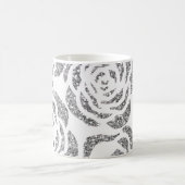Imitat-Glitzer-silbernes Grau-Rosen-weißer Kaffeetasse (Mittel)