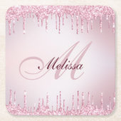 Imitat Glitzer Tropfen Rose Rechteckiger Pappuntersetzer (Vorderseite)