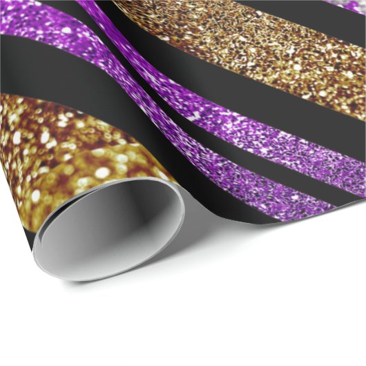 Imitat-Glitzer u. Juwelen lila u. Goldtöne Geschenkpapier (Rolleneckpunkt)