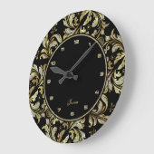 Imitat-Glitzer und Goldspitze auf schwarzem Große Wanduhr (Winkel)