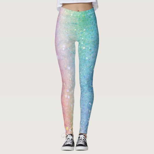 Imitat-GlitzerSequins PastellOmbre rosa blaues Leggings (Vorderseite)