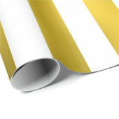 Imitat Gold Bronze Weiße vertikale Streifen Streif Geschenkpapier (Rolleneckpunkt)