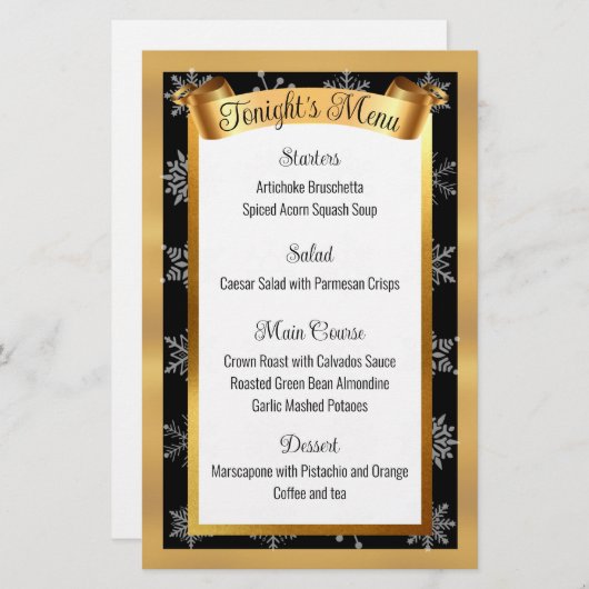 Imitat Gold Catering Weihnachtsmenü Briefpapier (Vorne/Hinten)