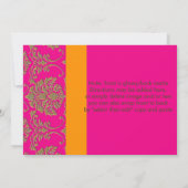 Imitat Gold Damask/orange/hot rosa Einladung (Rückseite)