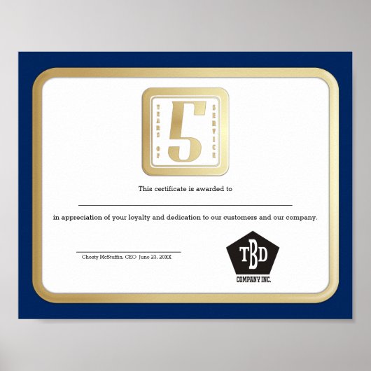 Imitat Gold Mitarbeiter 5 Jahre Serviceprämie Poster (Vorne)