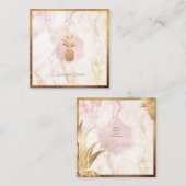 IMITAT GOLD PINEAPPLE+BLUSPINK MARMOR QUADRATISCHE VISITENKARTE (Vorne/Hinten)