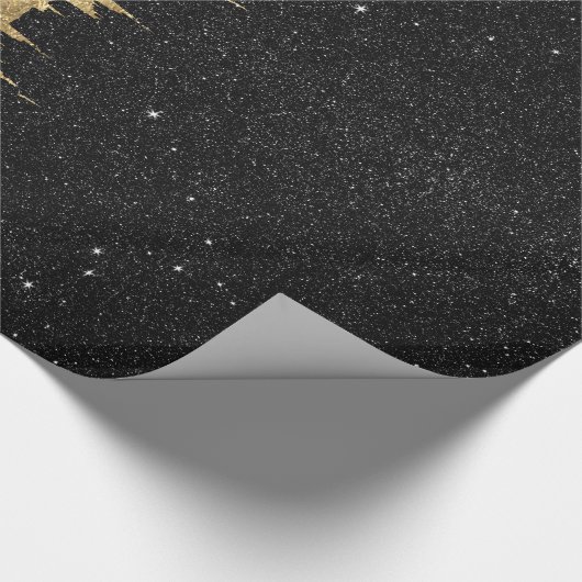 Imitat-Gold u. schwarze Starry NachtBrushstrokes Geschenkpapier (Ecke)