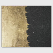 Imitat-Gold u. schwarze Starry NachtBrushstrokes Geschenkpapier (Flach)