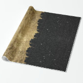 Imitat-Gold u. schwarze Starry NachtBrushstrokes Geschenkpapier (Ungerollt)