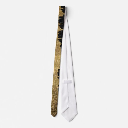 Imitat-Gold u. schwarze Starry NachtBrushstrokes Krawatte (Rückseite)