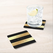 Imitat-Gold und schwarzer Silvester PopFizzclink-| Rechteckiger Pappuntersetzer (Vor Ort)